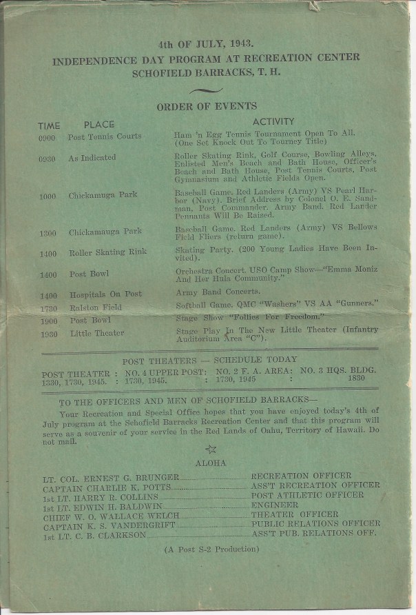 4th of July Independence Day Program - Back Cover